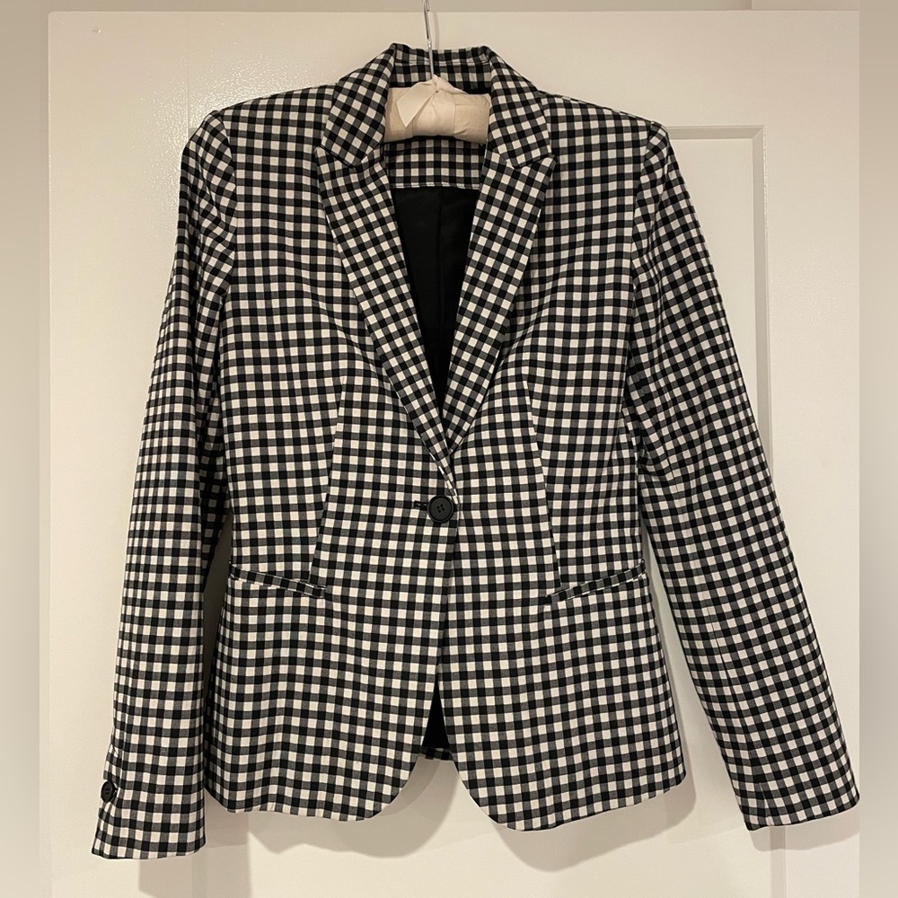 Black and White Gingham Pant Suit with Belt